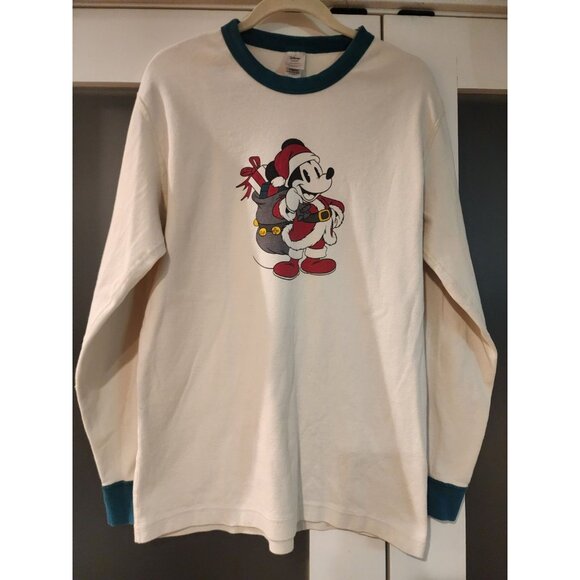 Hanna Andersson + Disney Santa Mickey Mouse Pajamas Mens L Long John Flannel - Picture 1 of 15